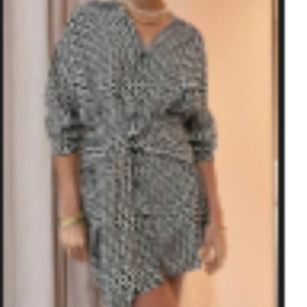 Faithfull the Brand Black and Tan Geometric Dress - Size 2